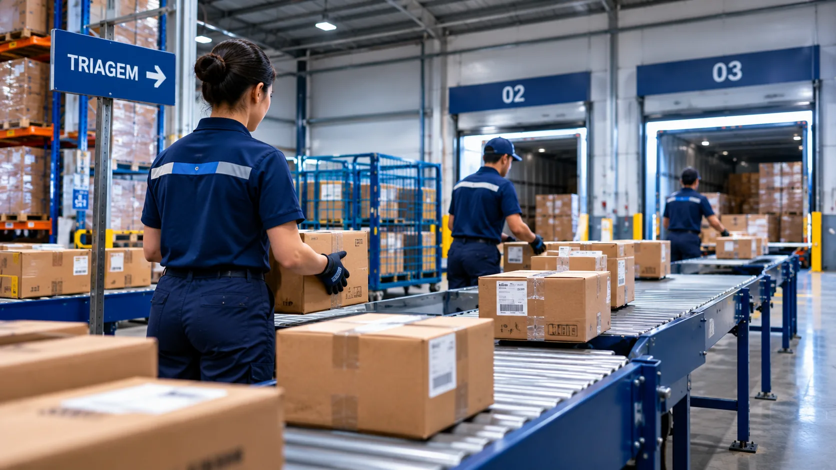 Carga em movimentação no crossdocking da Lisa Log